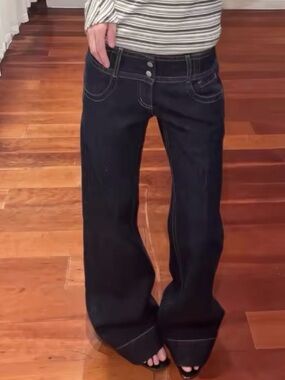 Wide Leg Flare Jeans in Dark Indigo - Classic Women's Flare